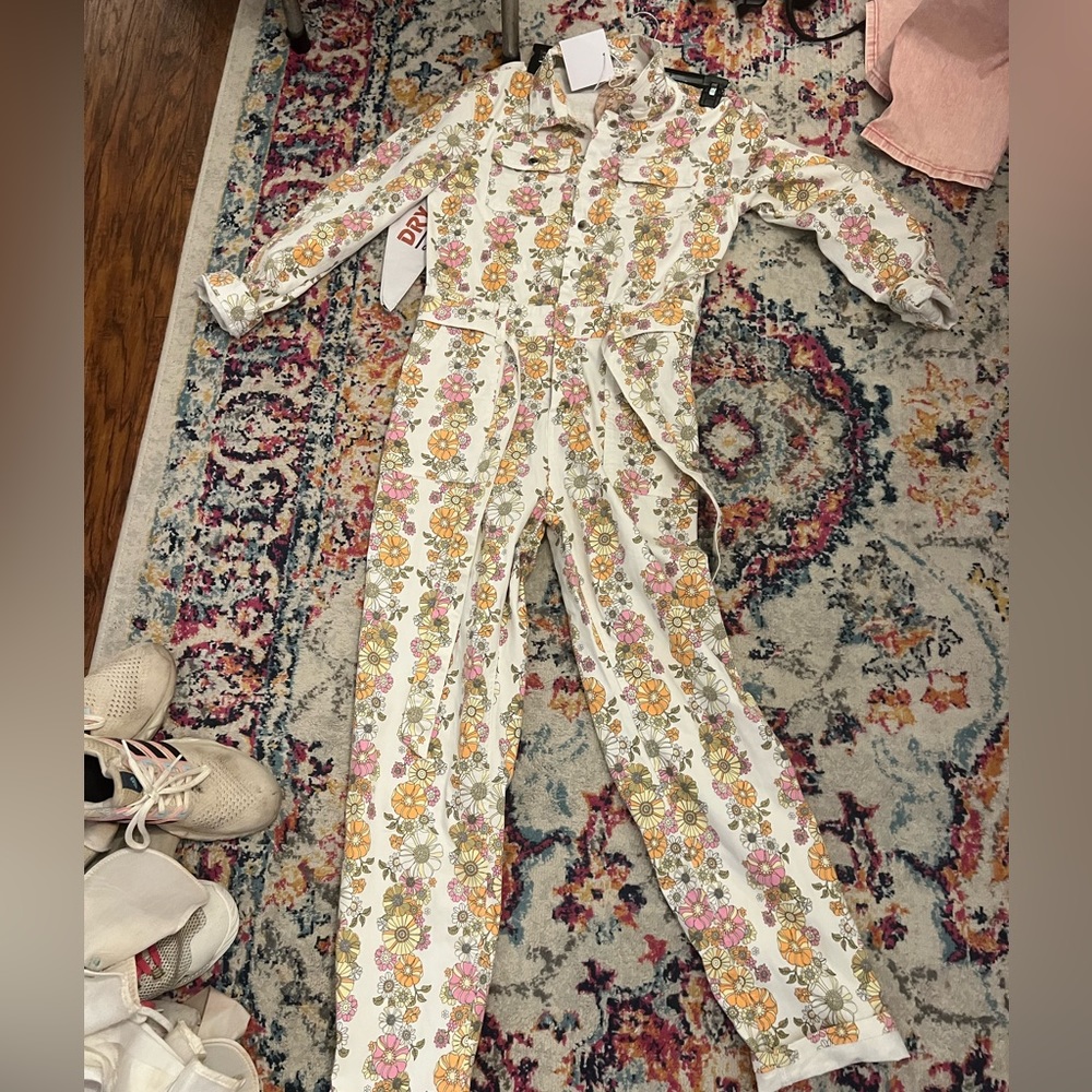 Another denim jumpsuit but the cutest floral pattern!
